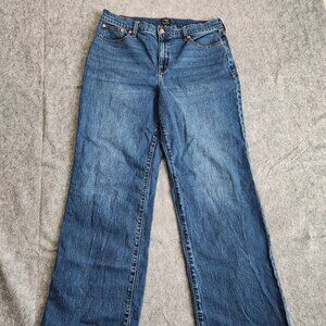 J Crew Full Length Wide Leg Jeans Women's 32 Tall Blue Denim Cowgirl Y2K Prepy